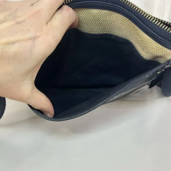 FOSSIL ELIZA Crossbody Blue Multi-Striped Coated Canvas Messenger Bag Purse - Picture 6 of 14